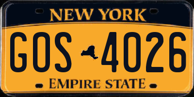 NY license plate GOS4026