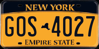 NY license plate GOS4027