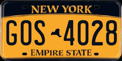 NY license plate GOS4028