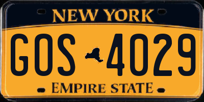 NY license plate GOS4029