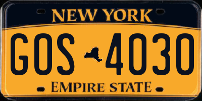 NY license plate GOS4030