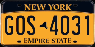 NY license plate GOS4031