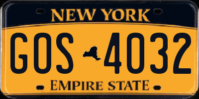 NY license plate GOS4032