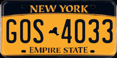 NY license plate GOS4033