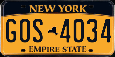 NY license plate GOS4034