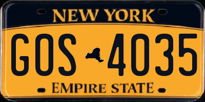 NY license plate GOS4035