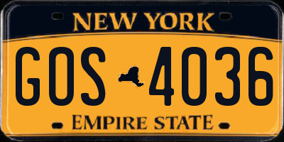 NY license plate GOS4036
