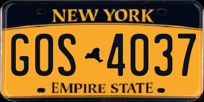 NY license plate GOS4037