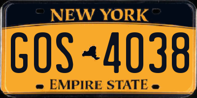 NY license plate GOS4038