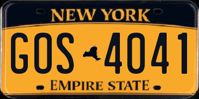 NY license plate GOS4041