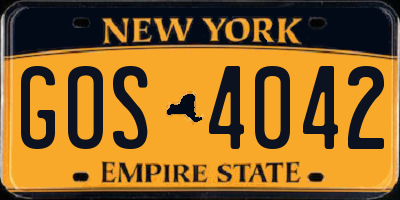 NY license plate GOS4042