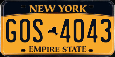 NY license plate GOS4043