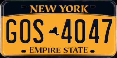 NY license plate GOS4047