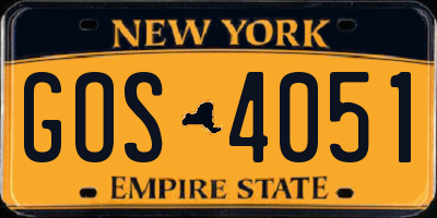 NY license plate GOS4051