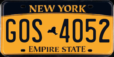 NY license plate GOS4052