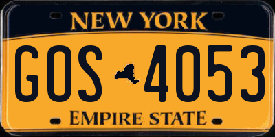 NY license plate GOS4053