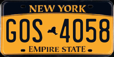 NY license plate GOS4058