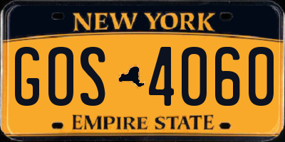 NY license plate GOS4060