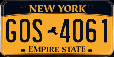 NY license plate GOS4061