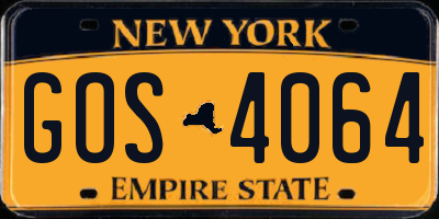 NY license plate GOS4064