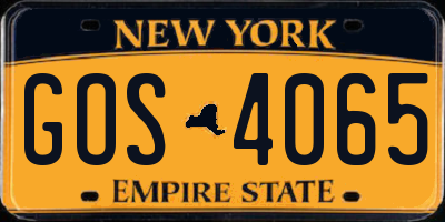 NY license plate GOS4065