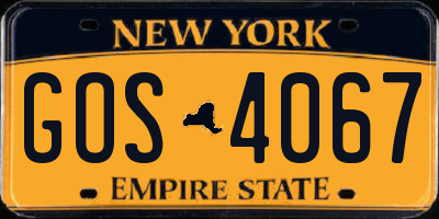 NY license plate GOS4067
