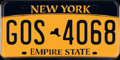 NY license plate GOS4068