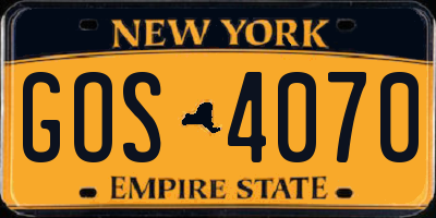 NY license plate GOS4070