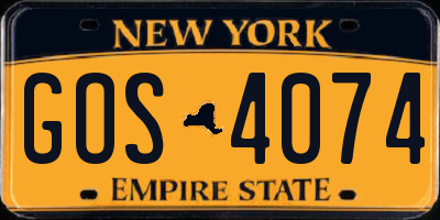 NY license plate GOS4074