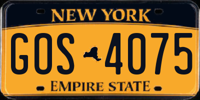 NY license plate GOS4075
