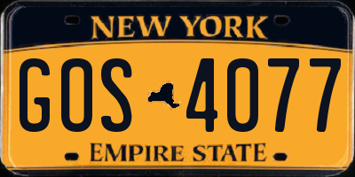 NY license plate GOS4077