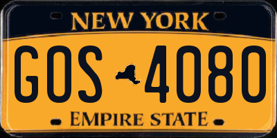 NY license plate GOS4080