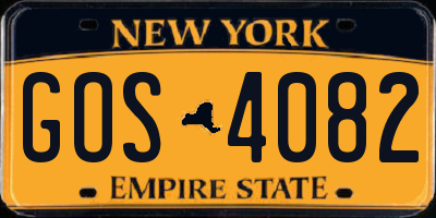 NY license plate GOS4082
