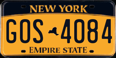 NY license plate GOS4084