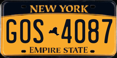 NY license plate GOS4087