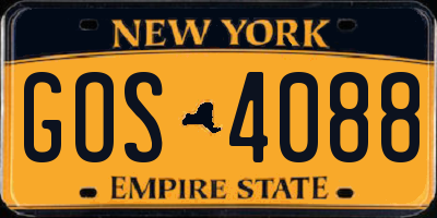 NY license plate GOS4088