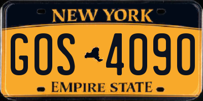 NY license plate GOS4090