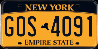 NY license plate GOS4091
