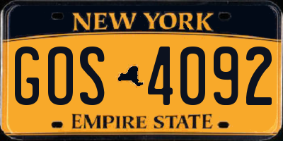 NY license plate GOS4092