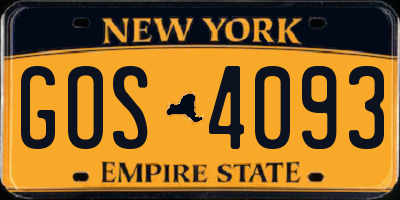 NY license plate GOS4093