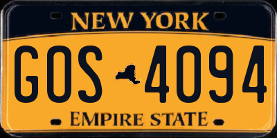 NY license plate GOS4094