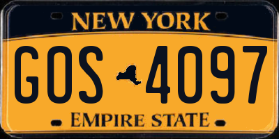 NY license plate GOS4097
