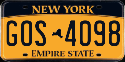 NY license plate GOS4098