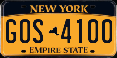 NY license plate GOS4100