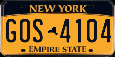 NY license plate GOS4104