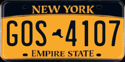NY license plate GOS4107