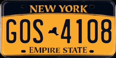 NY license plate GOS4108