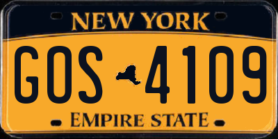 NY license plate GOS4109