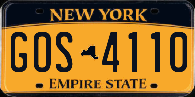 NY license plate GOS4110