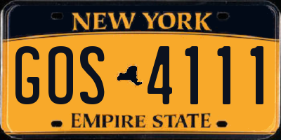 NY license plate GOS4111